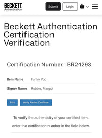 Margot Robbie Signed Funko Pop #451 Harley Quinn (Suicide Squad) - Beckett COA