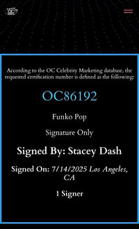 Stacy Dash (Clueless) Exclusive signed Funko - OC Celebrity Marketing