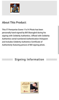 Bill Skarsgard signed (Stephen King's IT) 11x14 - Celebrity Authentics COA