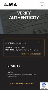 Rose McGowan custom painted signed Funko (Scream) w/character name - JSA COA