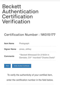 Jeffrey Jones signed 11x14 (Beetlejuice) w/character name - Beckett COA