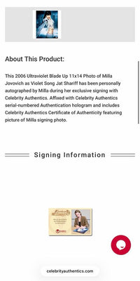 Milla Jovovich Signed 11x14 Photo (Ultraviolet) - Celebrity Authentics