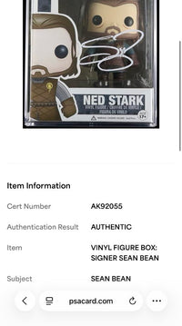 Sean Bean Signed Encapsulated Funko Pop #02 Ned Stark (Game Of Thrones) - Beckett COA