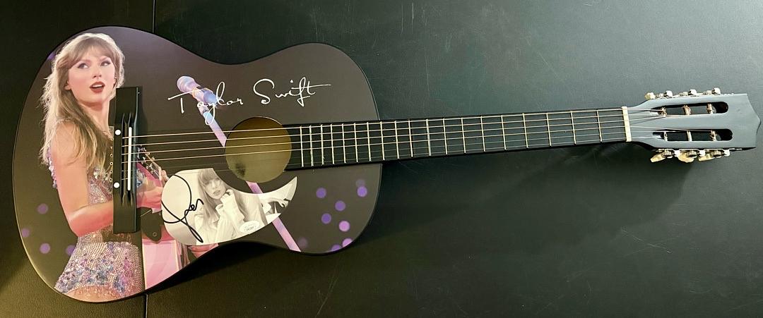 Taylor Swift Signed Purple/Picture Guitar - JSA COA