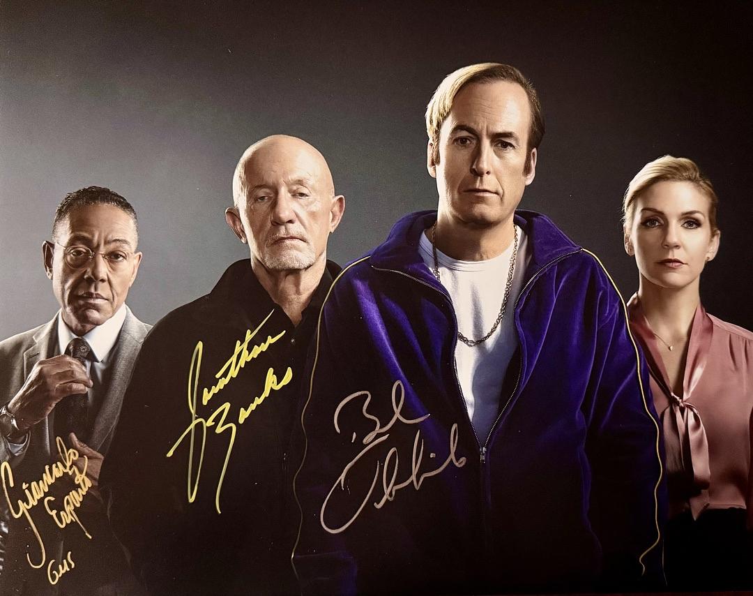 Bob Odenkirk, Jonathan Banks and Giancarlo Esposito (Better Call Saul) signed 11x14 - Official Pix and KaPow COA PENDING