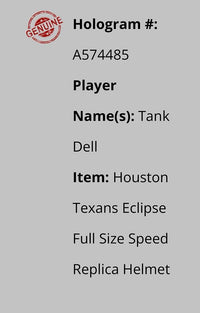 Tank Dell (Texans) signed full size replica Eclipse helmet - Schwartz and Players Ink COA