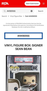 Sean Bean Signed Encapsulated Funko Pop #02 Ned Stark (Game Of Thrones) - Beckett COA