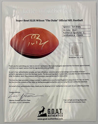 Tom Brady Autographed NFL Duke Super Bowl XLIX Football Fanatics and GOAT COA