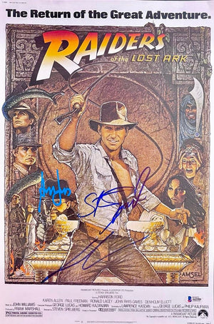 Harrison Ford George Lucas & Steven Spielberg Signed 12x18 (Indiana Jones)  - Beckett COA **RARE**
