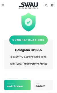 Kevin Costner Signed Funko Pop #1563 "Yellowstone" - SWAU COA