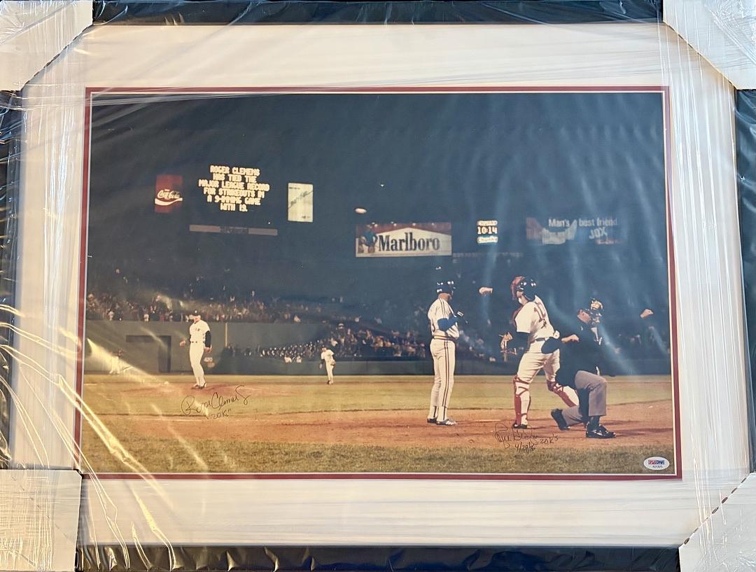 Roger Clemens and Rich Gedman 30.5 x 22.5 signed, framed limited edition (757/999) lithograph of 20 Strikeout Game - PSA COA RESEARCH