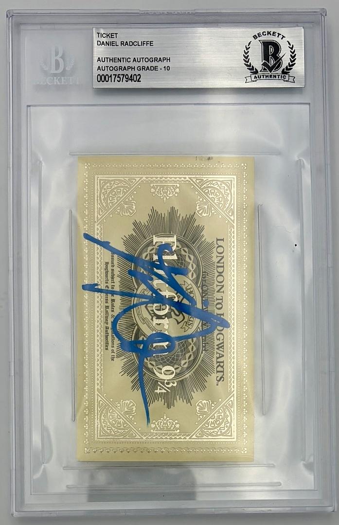 Daniel Radcliffe Encapsulated, Signed & Graded 10 Replica Hogwarts Train Ticket - Beckett