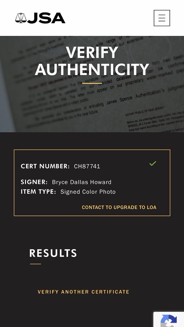 Bryce Dallas Howard Signed 8x10 Photo (Eclipse) w/Inscription - JSA COA