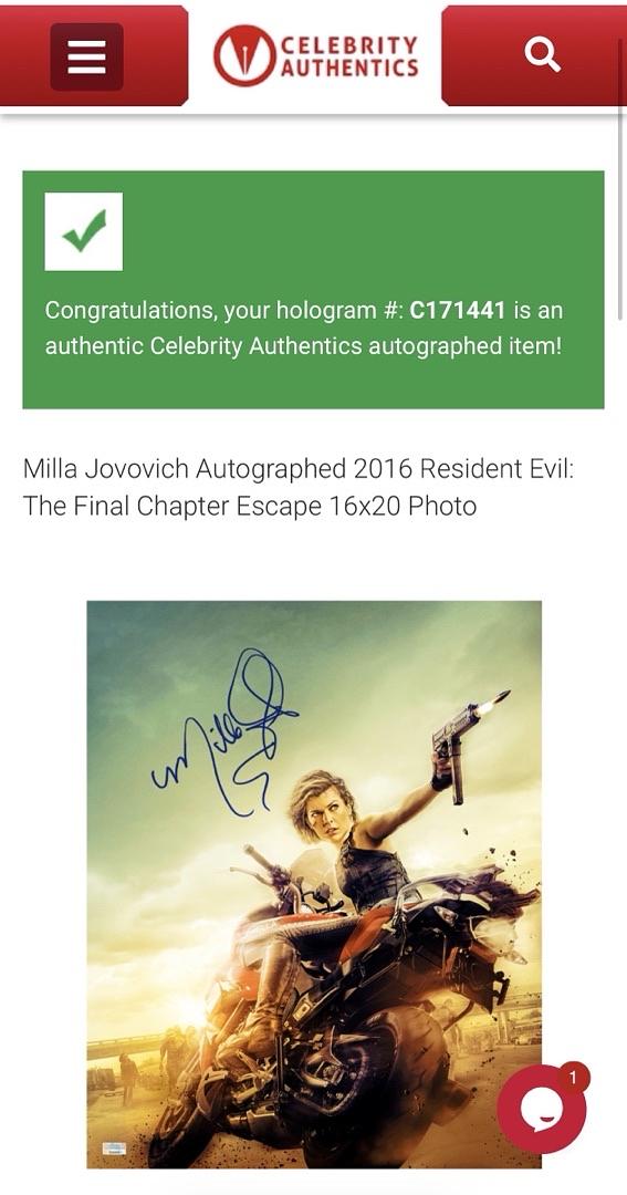 Milla Jovovich Signed 16x20 Photo (Resident Evil) - Celebrity Authentics