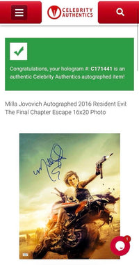 Milla Jovovich Signed 16x20 Photo (Resident Evil) - Celebrity Authentics