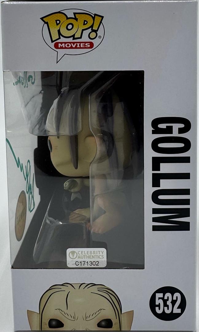 Andy Serkis Signed Funko Pop #532 "Gollum" (LOTR) w/character name - Celebrity Authentics COA