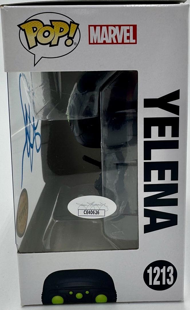 Florence Pugh signed "Yelena" Funko Pop #1213 (Hawkeye) - JSA COA
