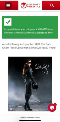 Anne Hathaway sexy signed 16x20 "Batman" - Celebrity Authentics COA
