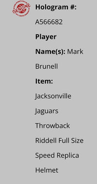 Mark Brunelle (Jaguars) full size replica helmet - Schwartz COA