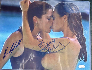Neve Campbell and Denise Richards sexy signed 11x14 JSA COA