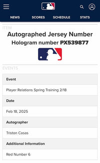 Triston Casas signed Red Sox Jersey - MLB COA