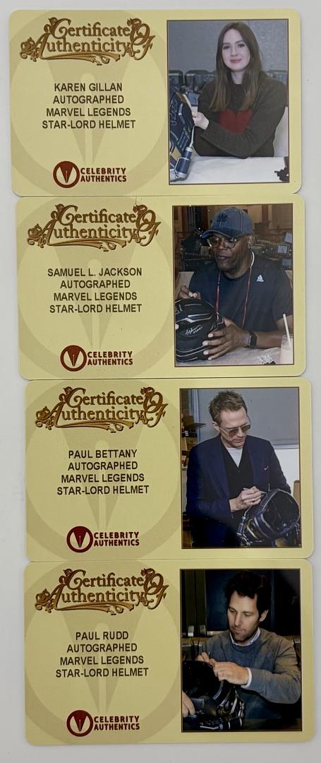 Chris Pratt, Samuel L. Jackson, Paul Bettany, Paul Rudd & Karen Gillan signed helmet - *RARE* Celebrity Authentics