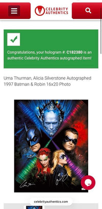 Uma Thurman and Alicia Silverstone signed 16x20 (Batman) - Celebrity Authentics COA