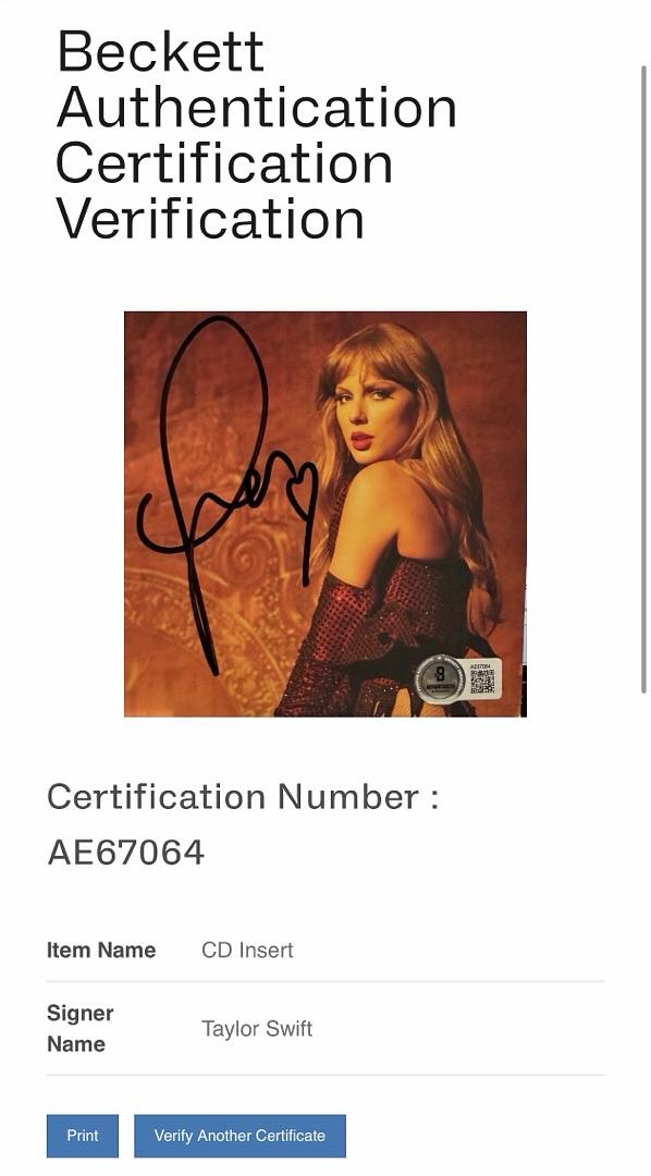 Taylor Swift matted, signed "Life of a Showgirl" CD Insert Photo 3 - Beckett COA