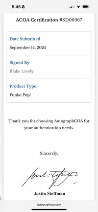 Blake Lively Signed Funko Pop #1404 (Deadpool) - ACOA