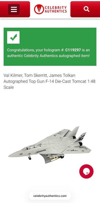 Val Kilmer, Tom Skerritt, James Tolkan, Whip Hubley and Michael Ironside Signed F-14 Tomcat Aircraft Replica - Celebrity Authentics