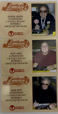 Adam West, Burt Ward and George Barris signed Batmobile #18/100 (Batman) - Celebrity Authentics COA