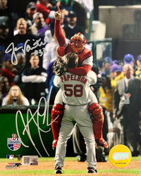 Jason Varitek & Jonathan Papelbon signed 2007 Red Sox World Series 8x10 - New England Pictures COA