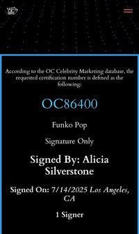 Alicia Silverstone signed Limited Edition Funko #1807 "Clueless" - OC Celebrity Marketing COA