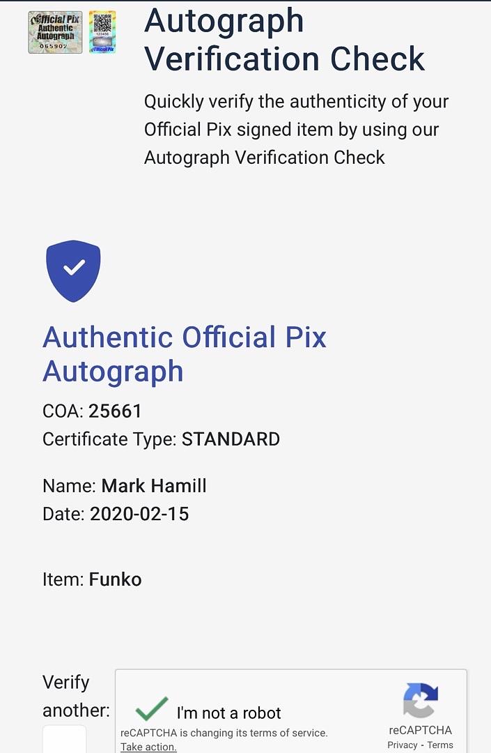 Mark Hamill Signed Funko Pop #28 Joker / Mark Hamill Exclusive - Official Pix COA