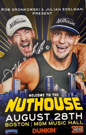 Rob Gronkowski and Julian Edelman (Patriots) signed 11x17 - Beckett COA