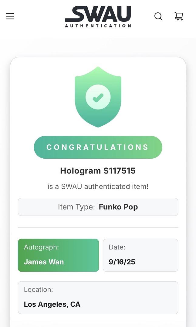 James Wan "Jigsaw" signed Funko Pop #1820 (Saw) - SWAU COA *RARE*