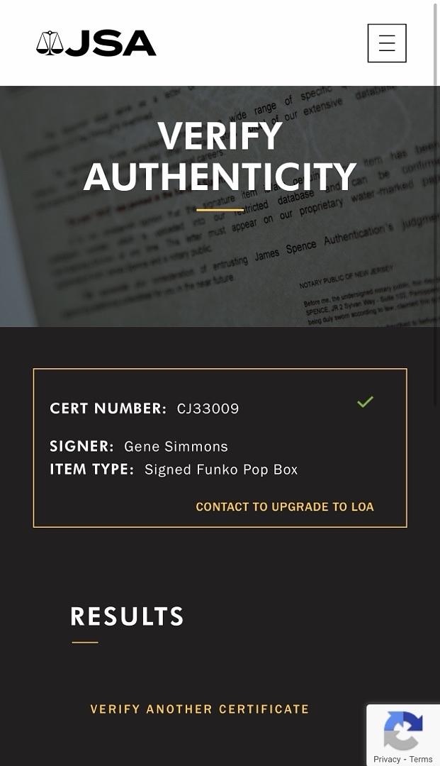 Gene Simmons (KISS) signed Funko Pop #471 - JSA COA