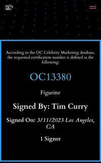 Tim Curry signed "It" Action Figure **RARE**- OC Celebrity Marketing