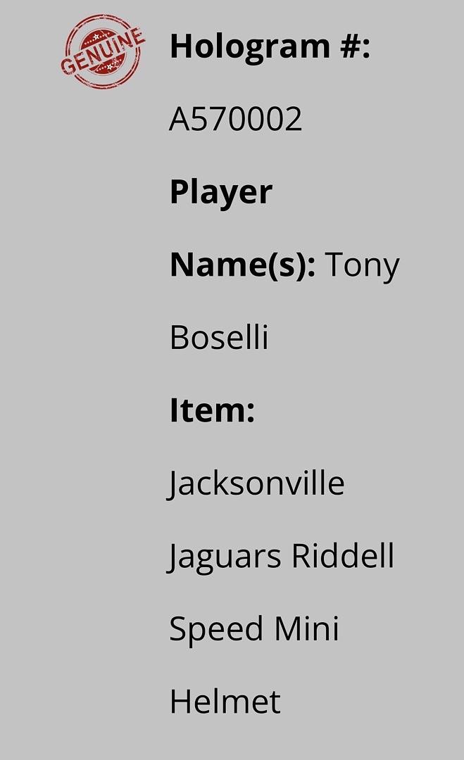 Tony Boselli (Jaguars) signed mini-helmet - Schwartz COA