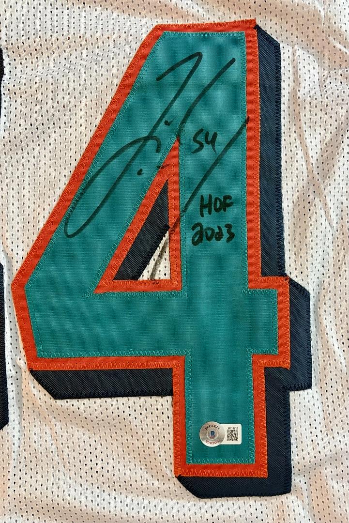 Zach Thomas signed Dolphins Jersey w/ HOF inscription - Beckett COA