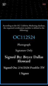 Bryce Dallas Howard signed 11x14 - OC Celebrity Marketing