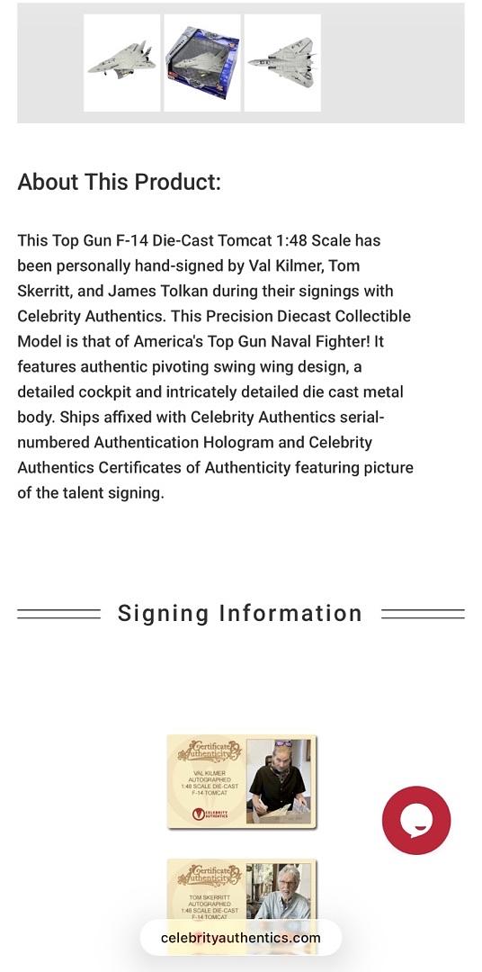 Val Kilmer, Tom Skerritt, James Tolkan, Whip Hubley and Michael Ironside Signed F-14 Tomcat Aircraft Replica - Celebrity Authentics