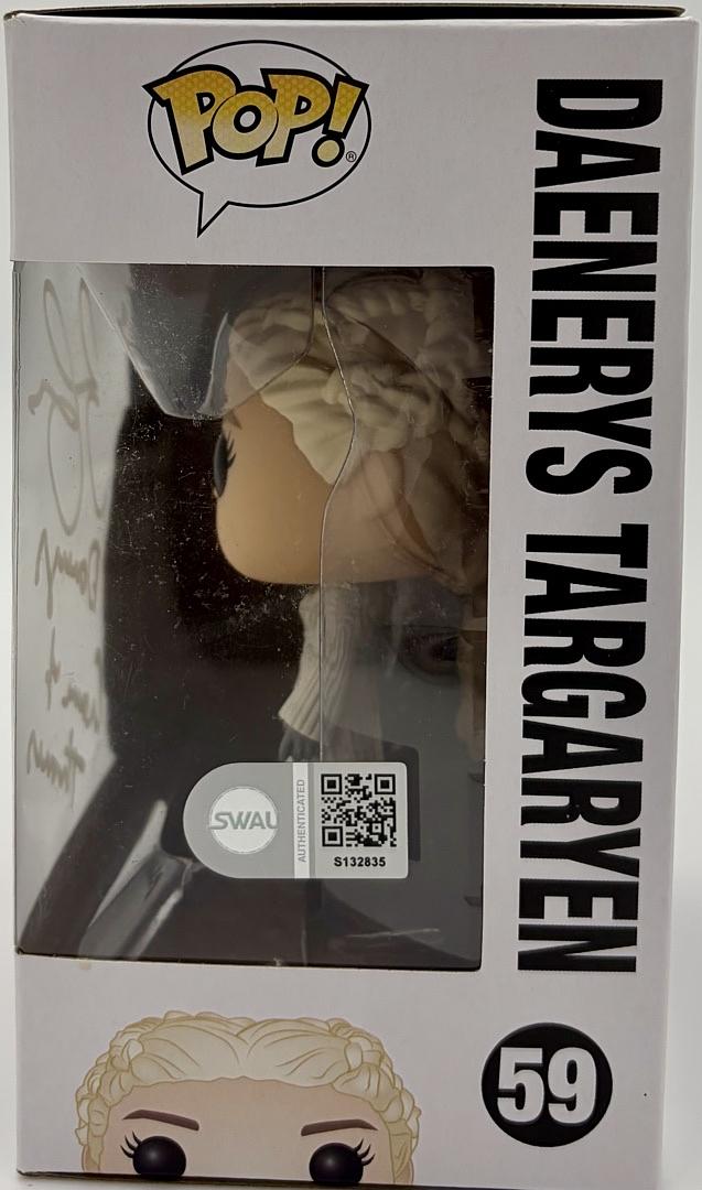 Emilia Clarke Signed Funko Pop #59 Daenerys Targaryen w/character name & quote (GOT) - SWAU COA