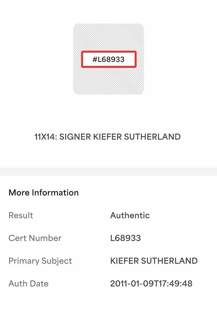 Keifer Sutherland "Jack Bauer" (24) signed 8x10 - PSA/DNA COA
