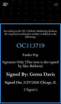 Alec Baldwin and Geena Davis signed Funko #1757 (Beetlejuice) - OC Celebrity Marketing *RARE*
