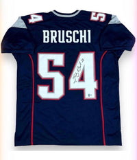 Tedy Bruschi Signed Patriots Blue Jersey -  Beckett COA