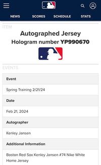 Kenley Jansen signed Red Sox Jersey - MLB COA
