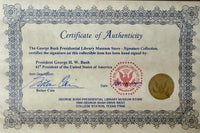 George HW Bush signed Bush Presidential Library 26x10 watercolor print - PENDING