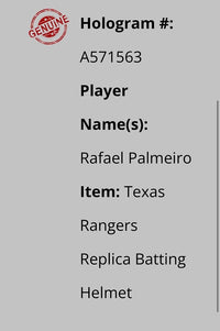 Rafael Palmero (Rangers) signed replica batting helmet - Schwartz COA