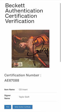Taylor Swift matted, signed "Life of a Showgirl" CD Insert Photo 2 - Beckett COA